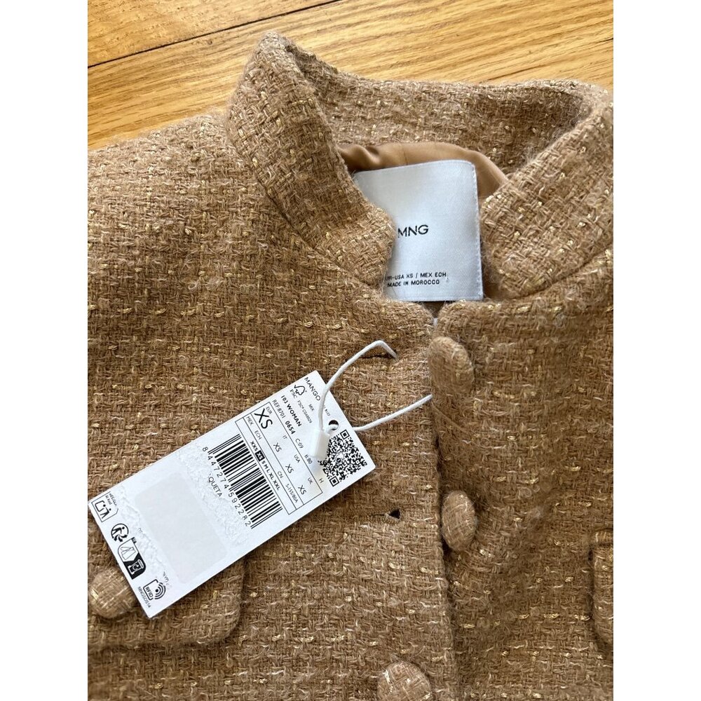 Mango Womens Beige Tweed Button-Up Jacket, XS, new with tags - Picture 4 of 7